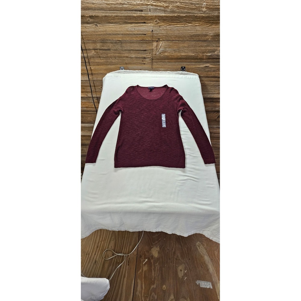 Gap Womens Small Burgundy Maroon Scoop Neck Long Sleeve Lightweight Knit Sweater